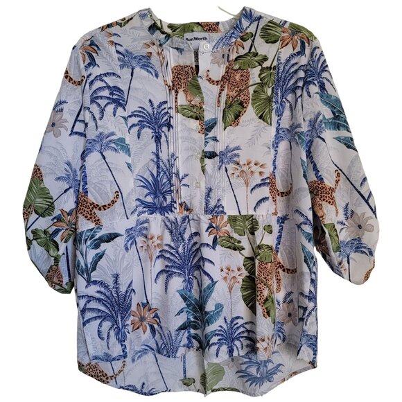Bon Worth Jungle Animal Print Women's Top MP - Picture 1 of 6
